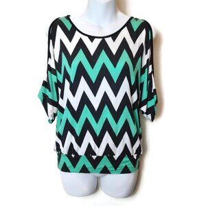 Zig Zag Chevron Pattern Cold Shoulder Blouse